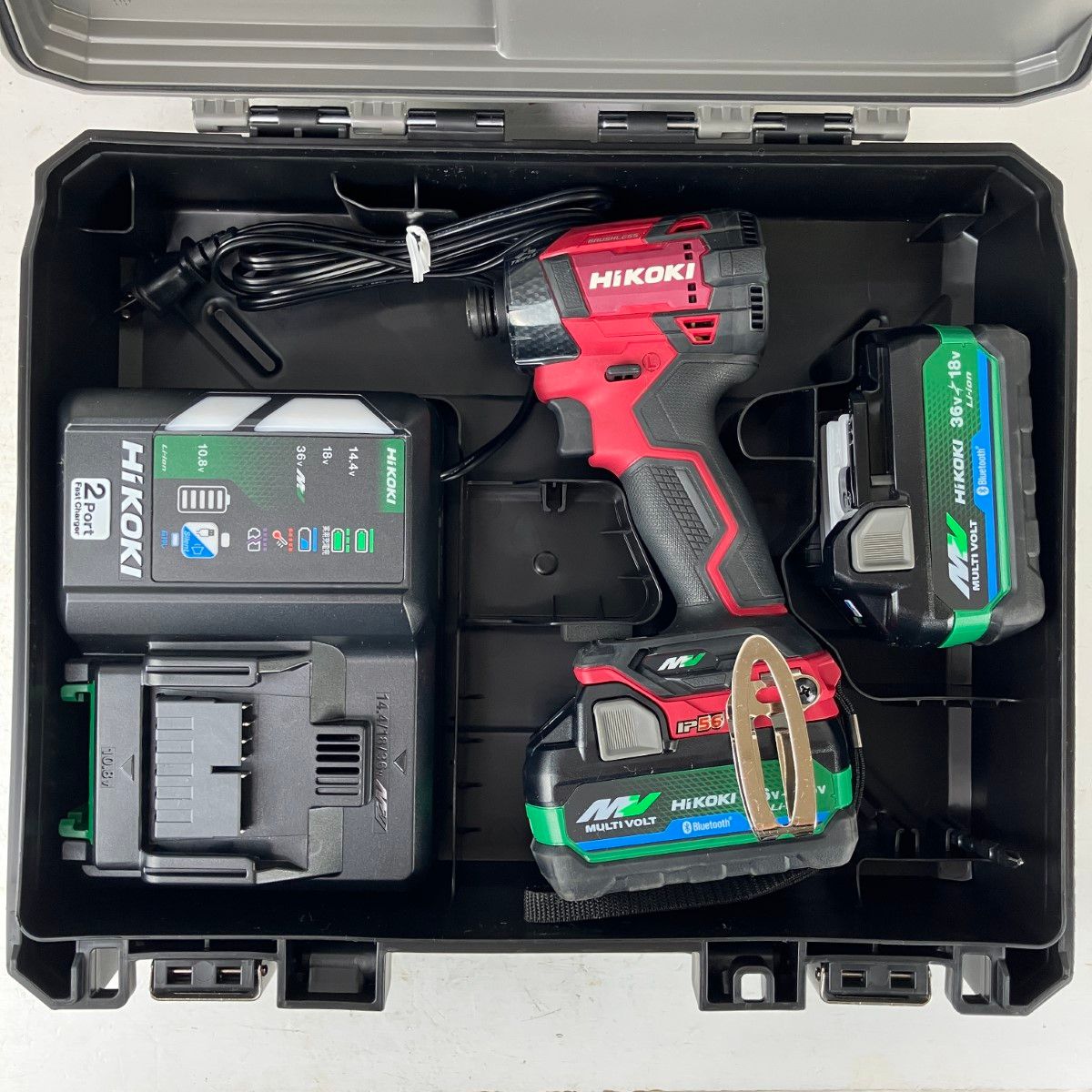 ЗЗHiKOKI ハイコーキ 36v インパクトドライバ バッテリーx2 充電器 ケース付 WH36DD スコーピオンレッド