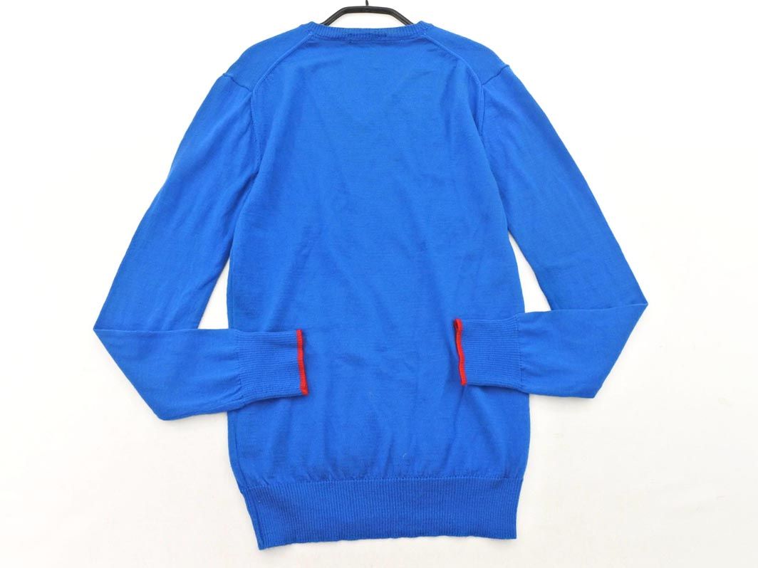 【美品】カシミヤ100% バーバリーブラックレーベル Vネック ニット 青 M 無縫製☆100％カシミア】Vネックセーター＊S～XXLサイズ/カラフル6色 T