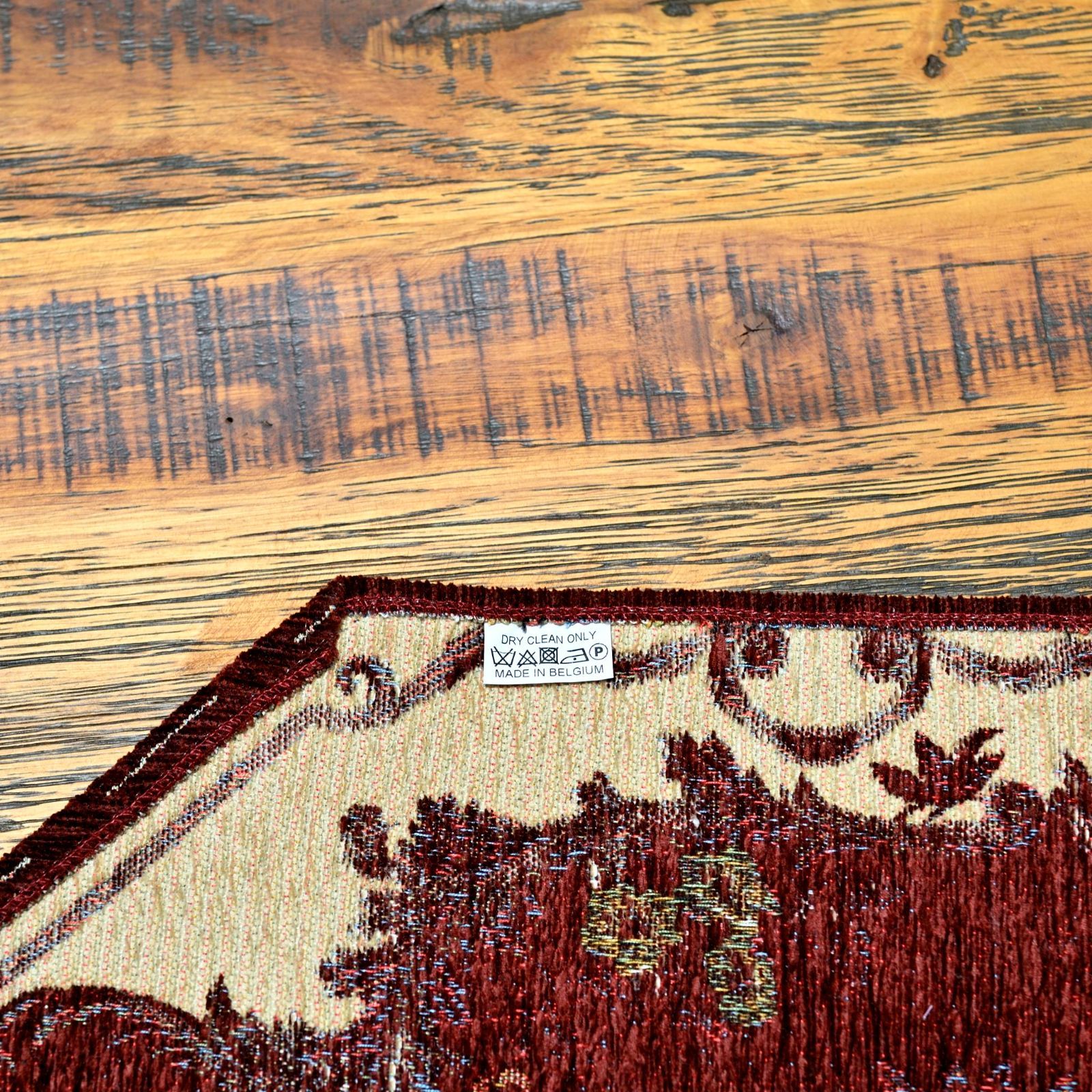 ベルギー製 ゴブラン織り タッセル付きテーブルセンターマット RACHEL レッド 幅32 5 長さ172 cm テーブル デスクマット 机 テーブル 家具 インテリア