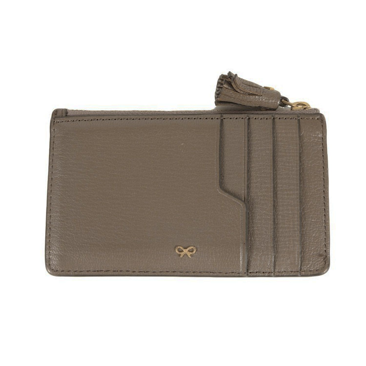 ANYA HINDMARCH アニヤ ハインドマーチ カードケース ベージュ Eyes ジップ コイン パース タッセル レザー レディース