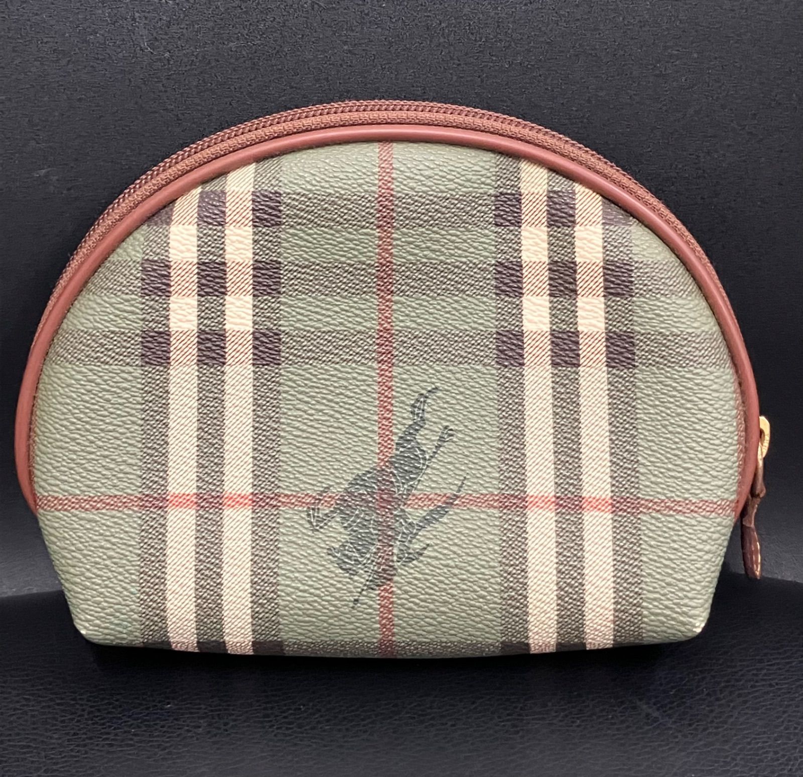 BURBERRYS バーバリー シャドーホース ノバチェックポーチ コスメポーチ メイクポーチ グリーン イタリア製