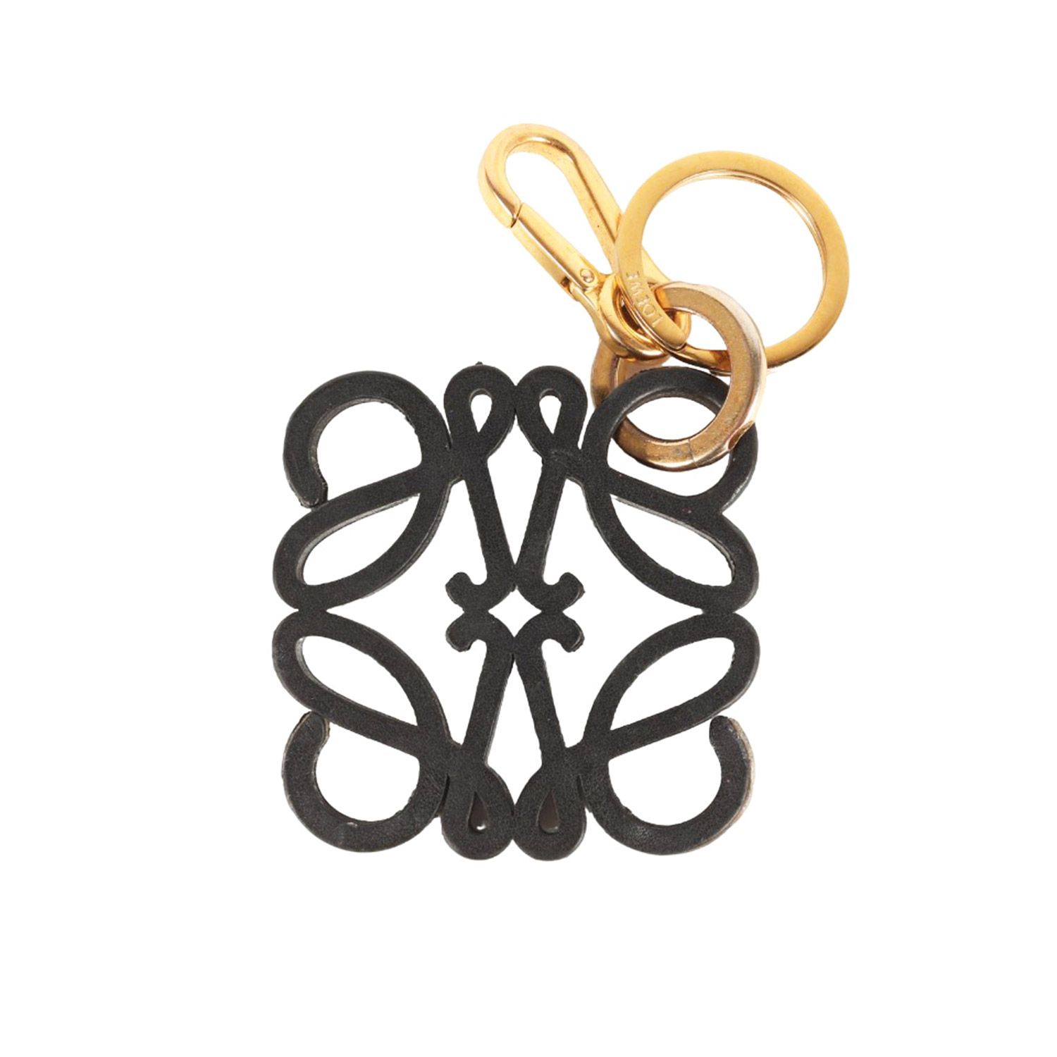 LOEWE ロエベ チャーム カーキ ブラック サイズ カーフスキン アナグラムチャーム ストラップ ブランドロゴ メタリック おしゃれ ワンポイント レディース