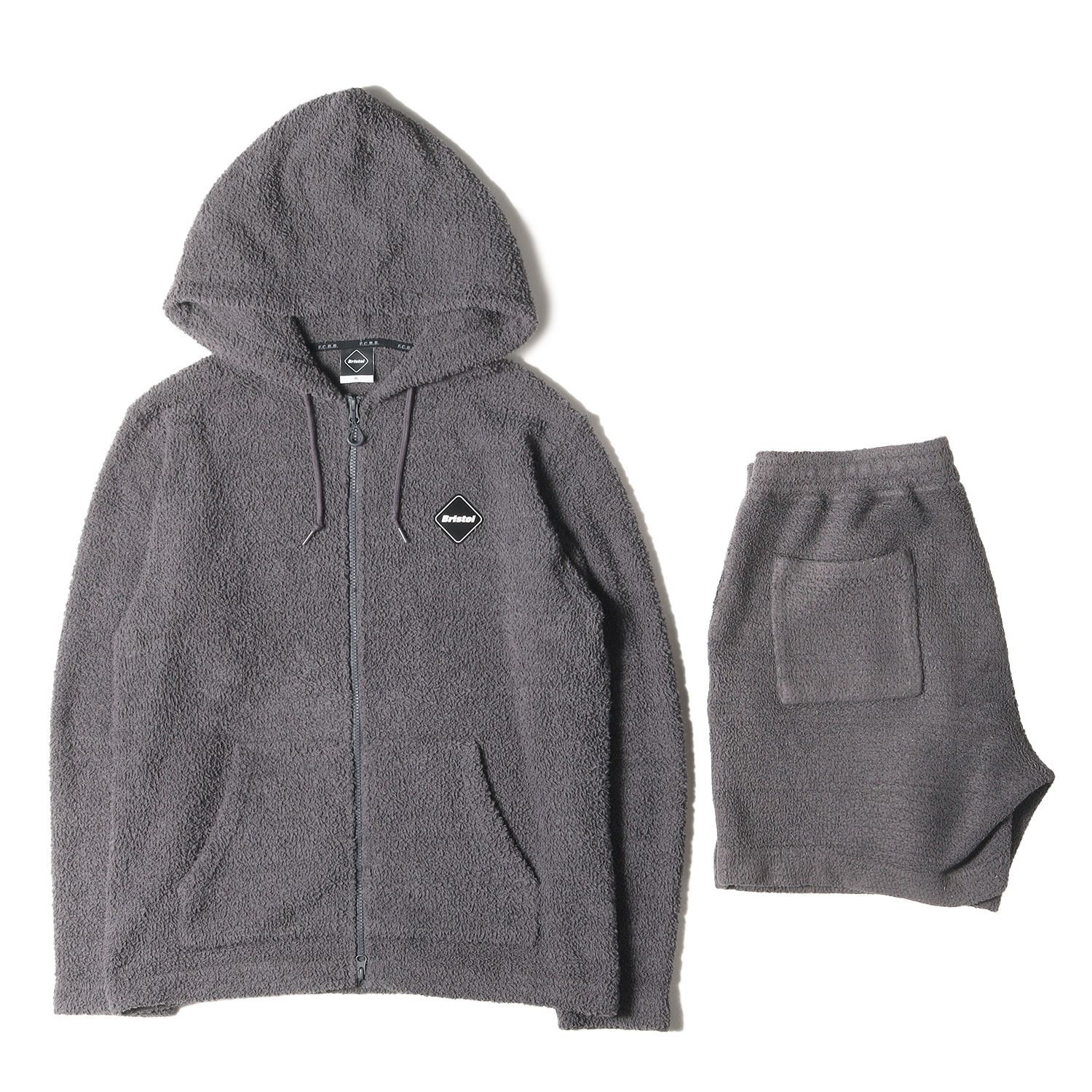 F.C.Real Bristol エフシー ルブリストル セットアップ グレー サイズ XL パイル フルジップ パーカー パイル ショーツ セットアップ PILE ZIP UP HOODIE PILE SHORTS 上下セット メンズ