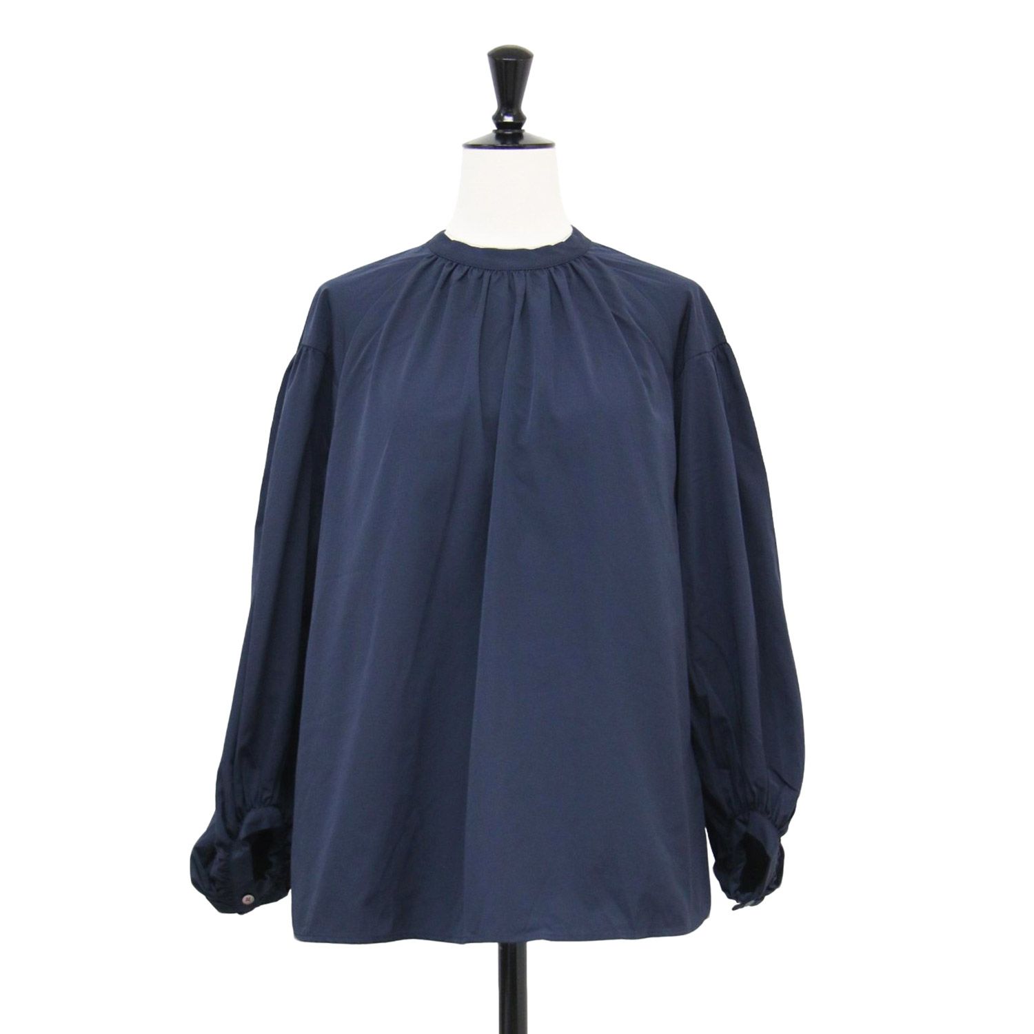 Ballsey ボールジー ブラウス ネイビー サイズ:36(9号) | 23秋冬 ポリステル コットン タフタ ギャザー ブラウス / シャツ | プルオーバー 長袖 スタンドカラー | トップス カットソー | 日本製【レディース】【中古】【K4631】 Ballsey ボールジー ブラウス ネイビー サイズ:36(9号) | 23秋冬