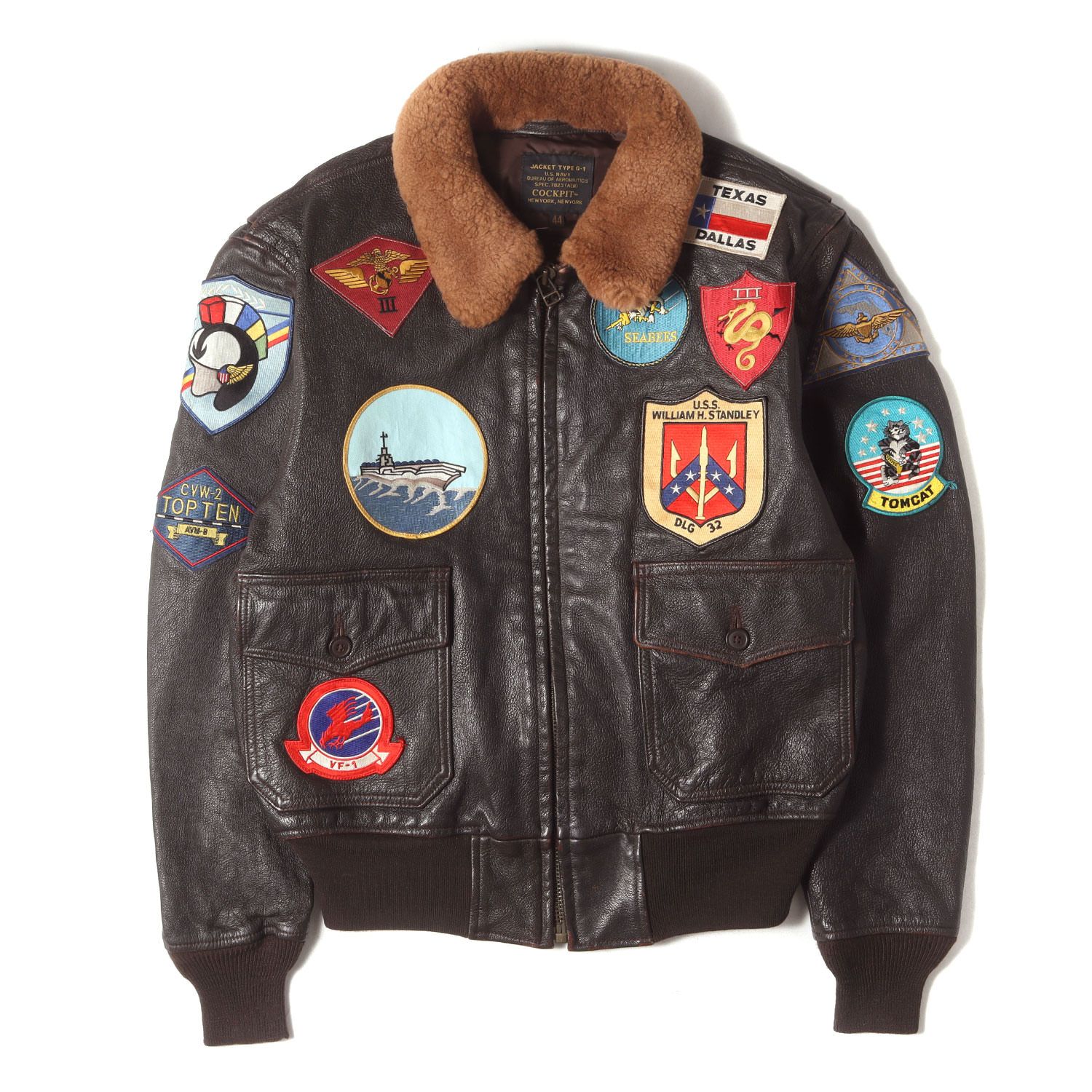COCKPIT コックピット ジャケット ブラウン サイズ 44 XXL トップガンモデル G 1 ゴートスキンレザー フライト アウター ブルゾン ミリタリー 上着 メンズ