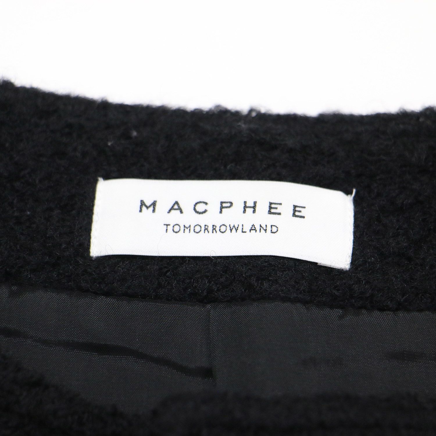  MACPHEE マカフィー ベスト ブラック 黒 サイズ 36 9号 23秋冬 シープ パイル クルーネック ジレ ベス ロング ノーカラ ウール フェイクレザー トップス レイヤード レディース ベスト ジレ ベスト ジレ ビスチェ