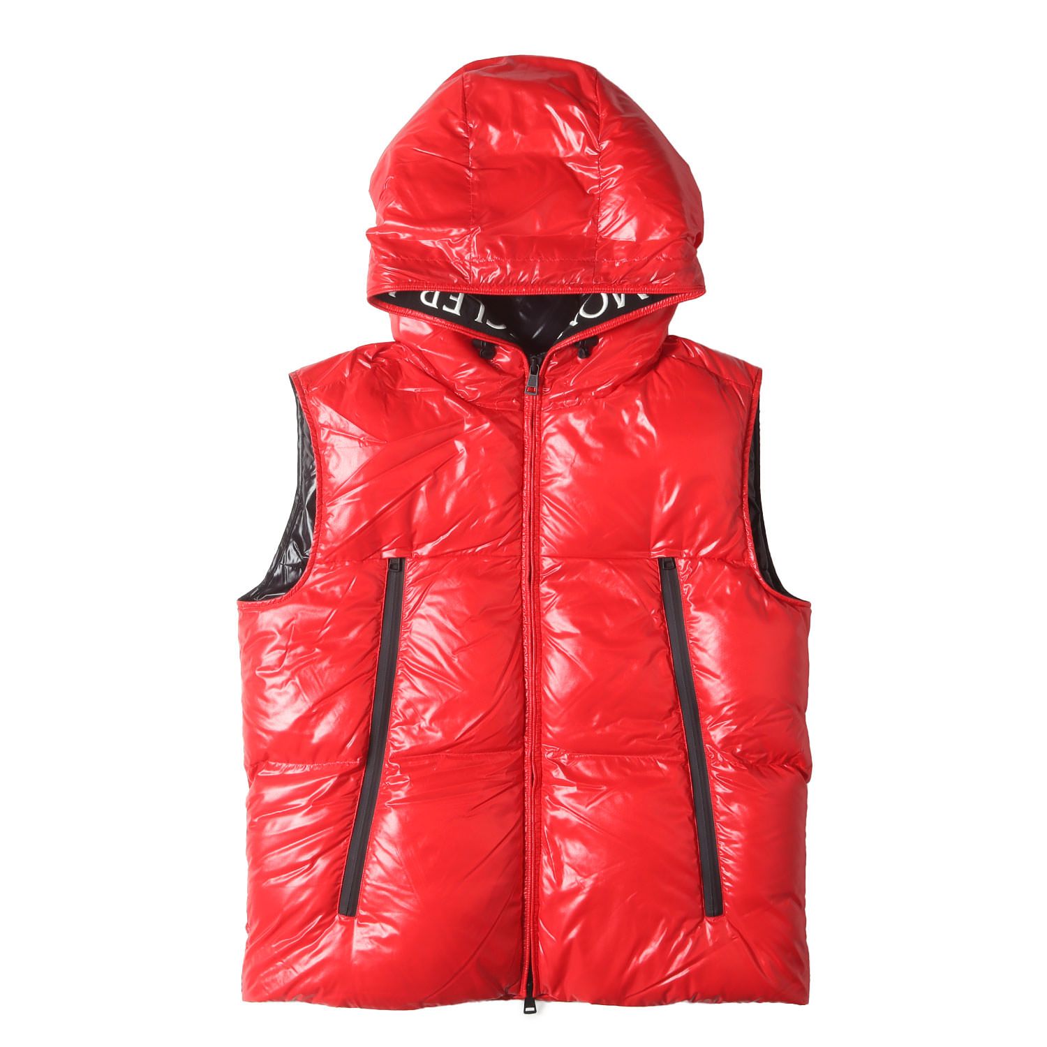 美品】MONCLER モンクレール ベスト レッド サイズ:3 | 20AW ロゴ