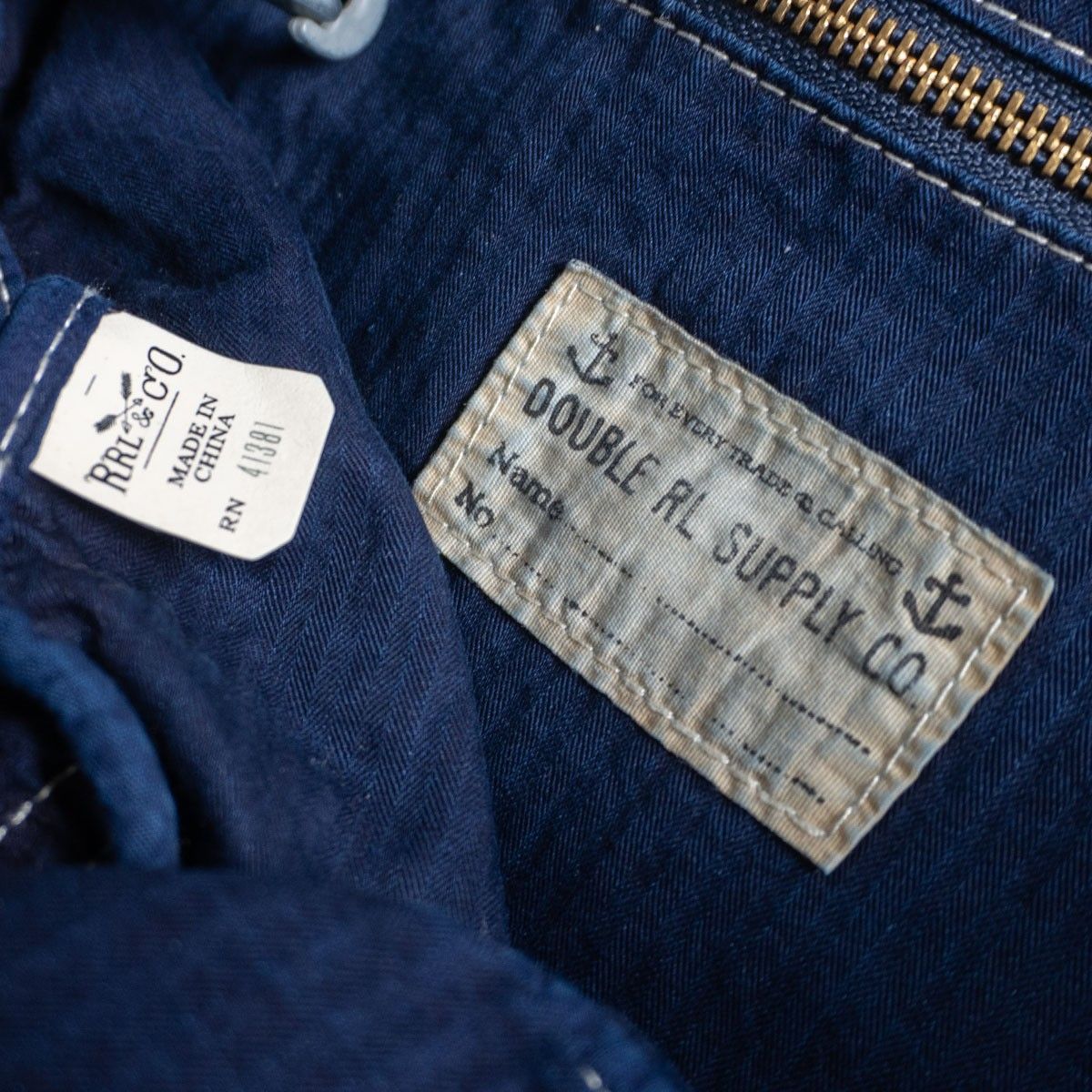 名作】RRL【本藍染め インディゴ パッチワーク メッセンジャー バッグ