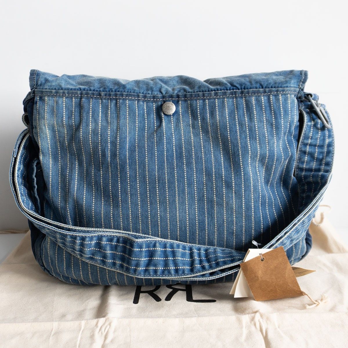 名作】RRL【本藍染め インディゴ パッチワーク メッセンジャー バッグ