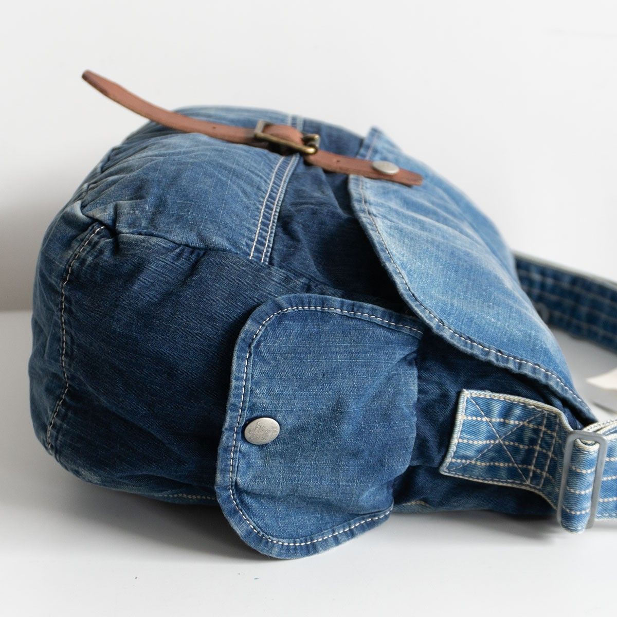 名作】RRL【本藍染め インディゴ パッチワーク メッセンジャー バッグ