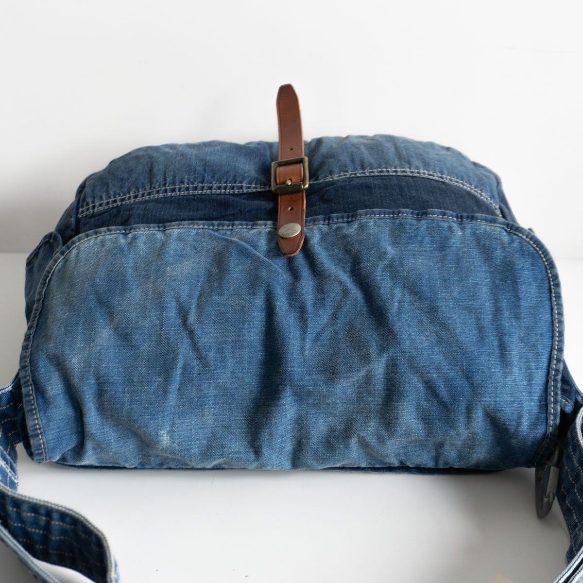 名作】RRL【本藍染め インディゴ パッチワーク メッセンジャー バッグ