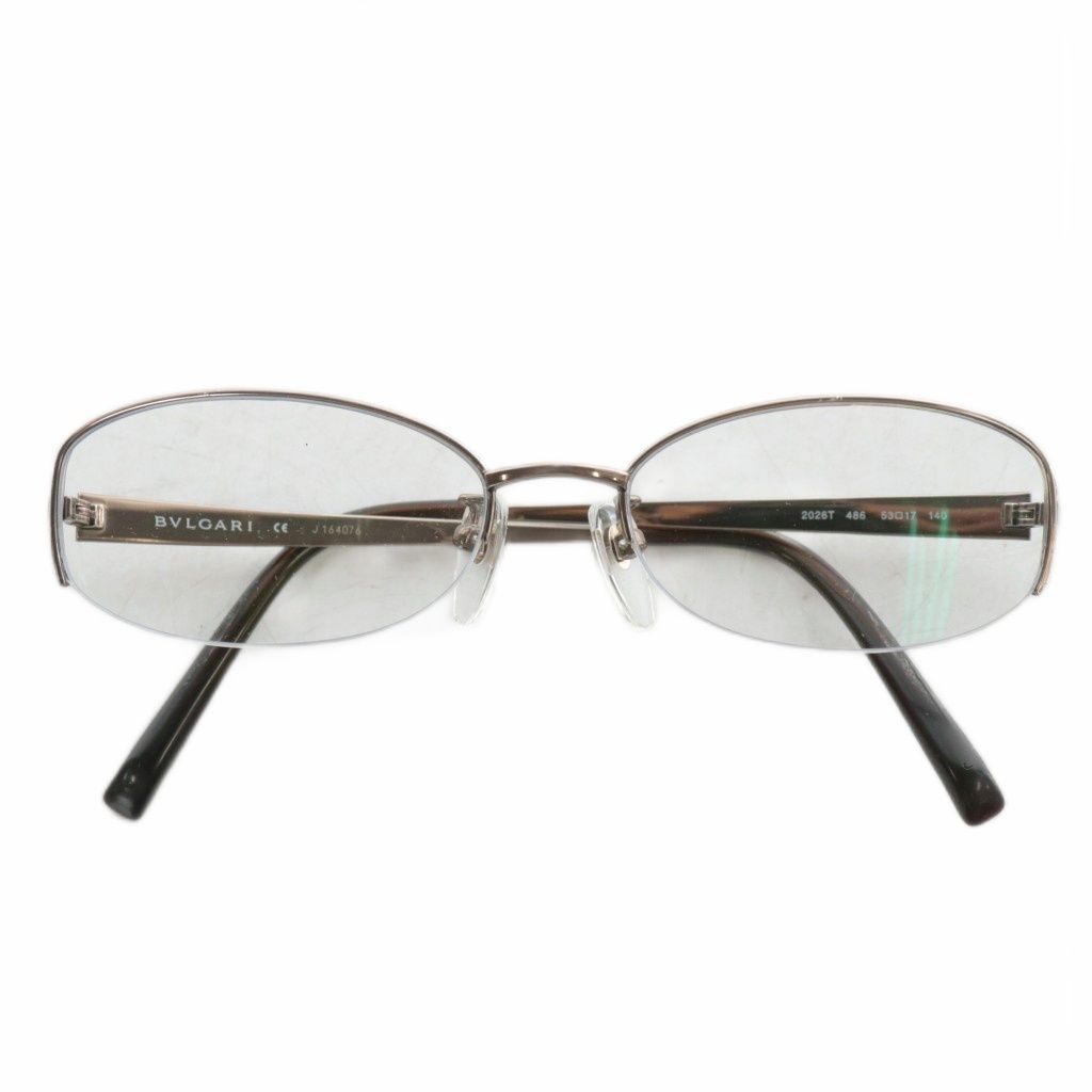 ブルガリ BVLGARI 眼鏡 メガネ 度あり メタルフレーム ハーフリム オーバル ロゴ 53 17-140 シルバー色 2026T 486 XZ GY11