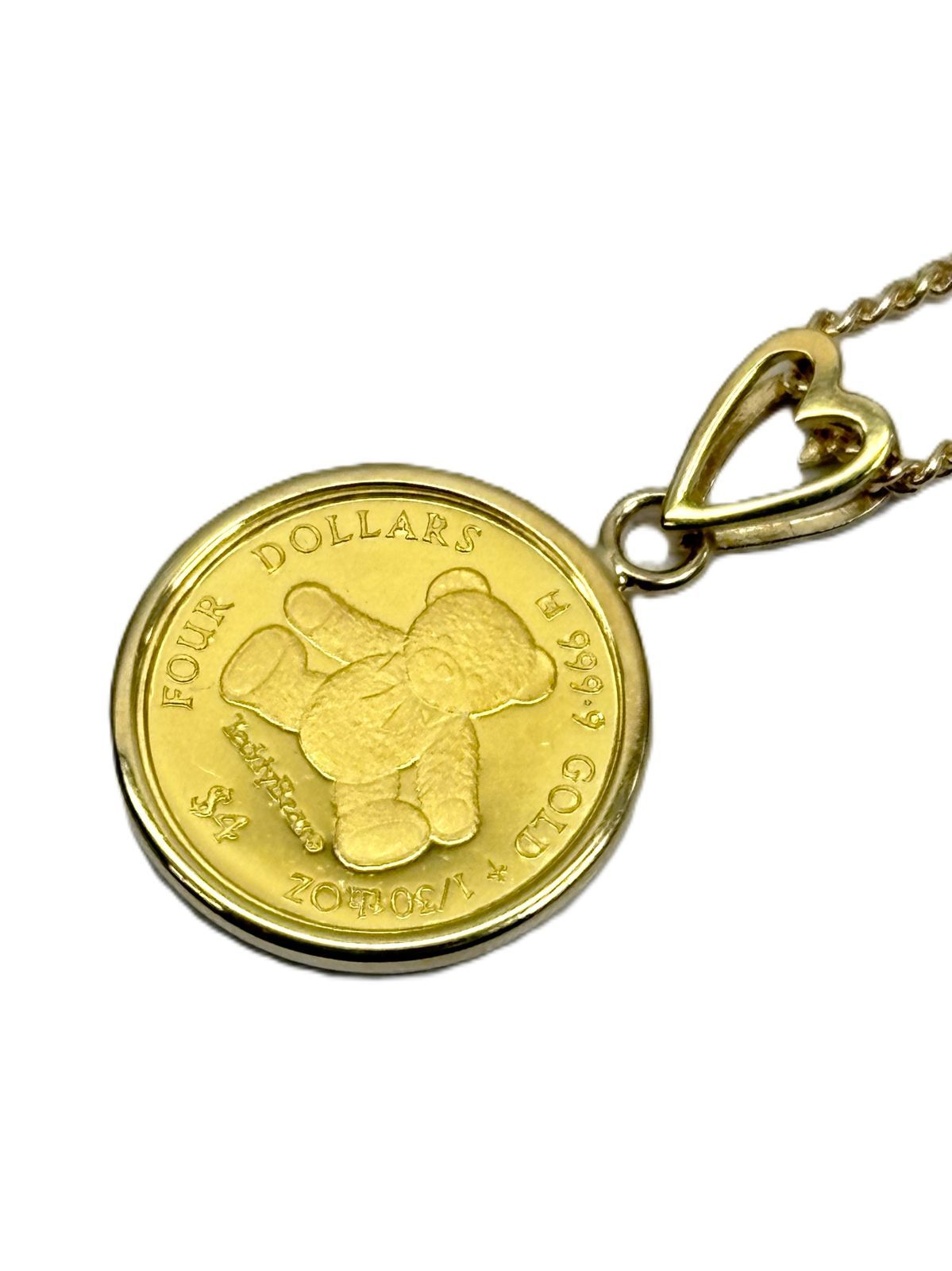K 18チェーン 枠 24 ネックレス クックアイランドコイン 2013年 1 30オンス テディベアコイン 4 2 g