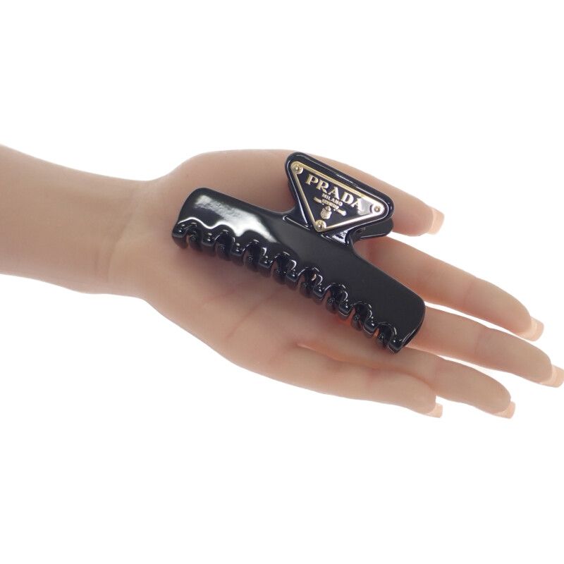 プラダ PRADA メタルクロウクリップ 1IF103_K9D_F0002 ヘア アルミニウム ブラック 黒 ゴールド金具 レディース Aランク GINKGOPHARMACY_COM