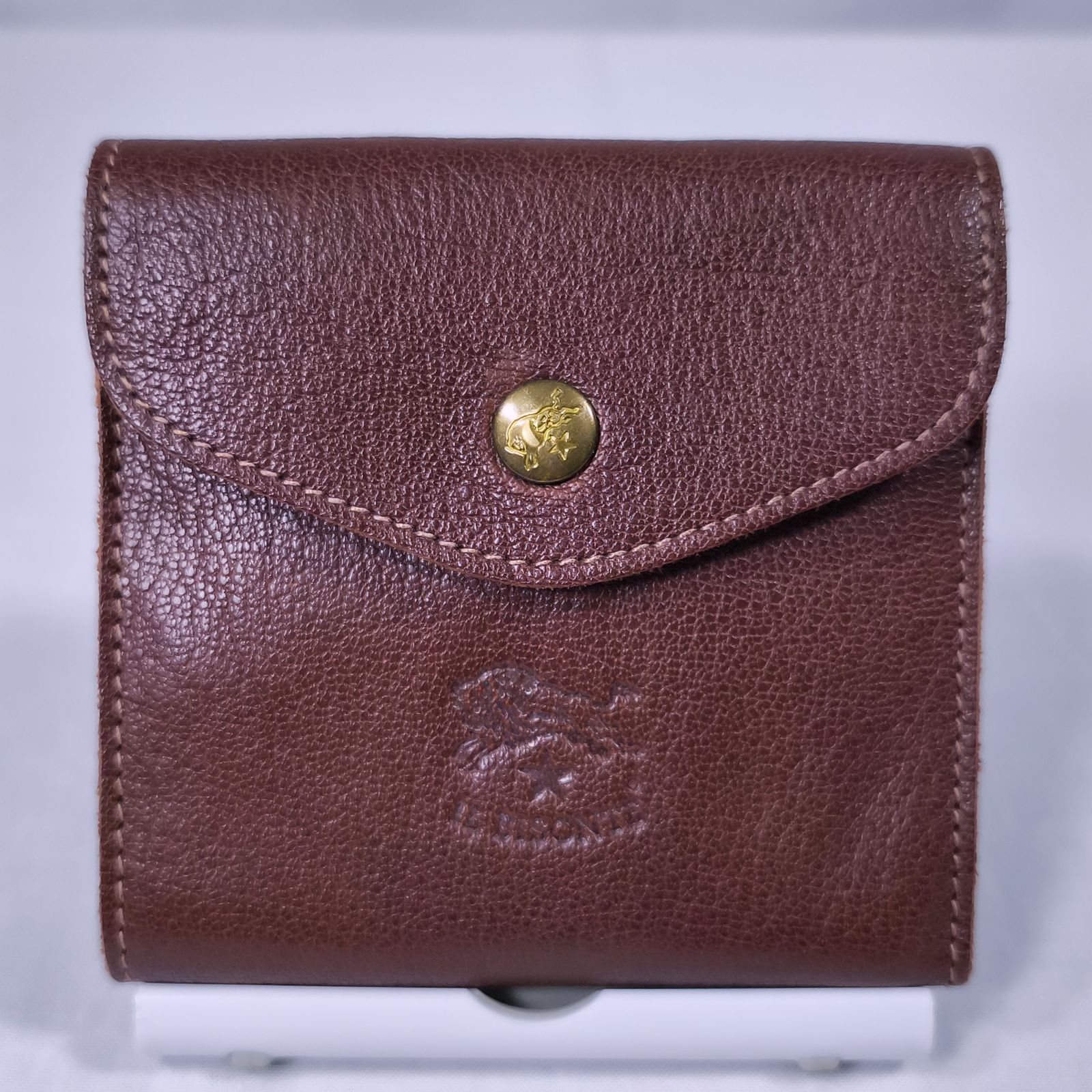 IL BISONTE イルビゾンテ 三つ折り財布 コンパクト ダークブラウン