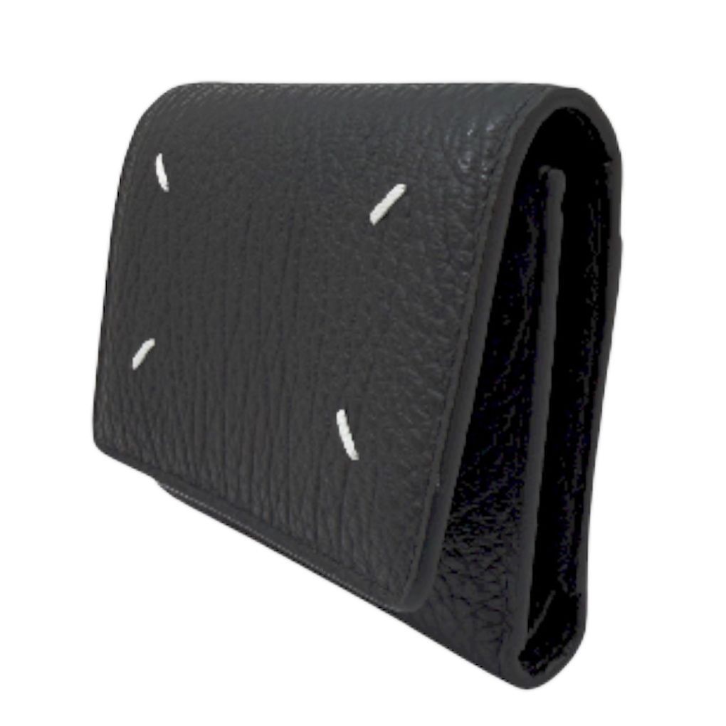 Maison Margiela メゾンマルジェラ コンパクト財布 3つ折り財布 ミニ ウォレット ブラック レザー 4ステッチ レディース メンズ プレゼント き お洒落 ブランドギャラリー