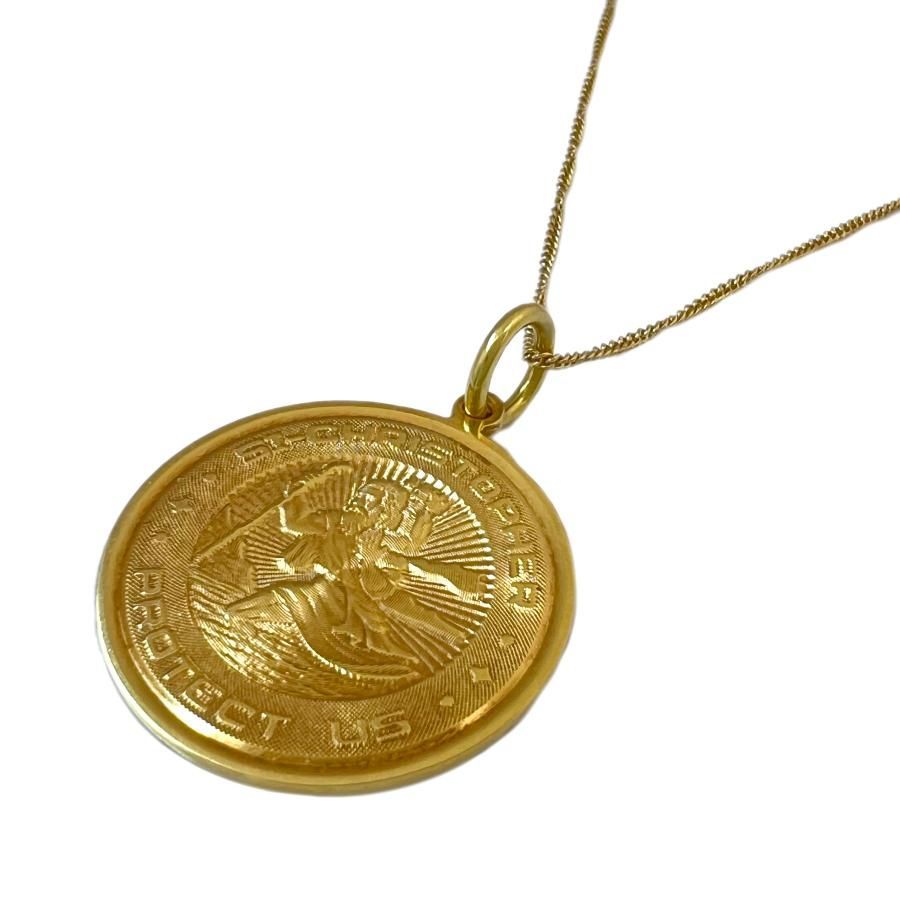 TIFFANY＆Co.　ティファニー　ネックレス　セントクリストファー　K18　YG　750　コイン　ヴィンテージ　イエローゴールド　レア　希少 TIFFANY　ヴィンテージ極稀少　 K18ネックレス