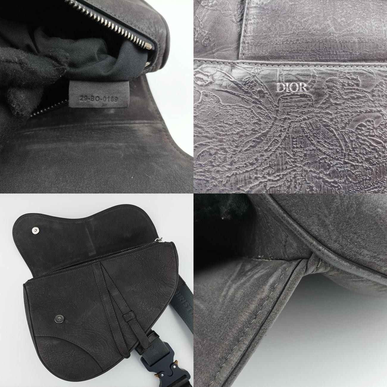  クリスチャンディオールChristian Diorサドル グレー レザー 29-BO-0169 ボディバッグ ウエストポーチ バッグ