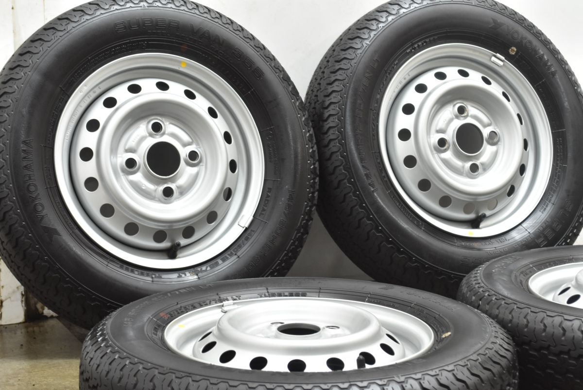 製 超バリ溝 社外スチールホイール 12 in 3 5 B 50 PCD 100 ヨコハマ スーパーバン355 145 80 R LT サンバー ハイゼット アトレー
