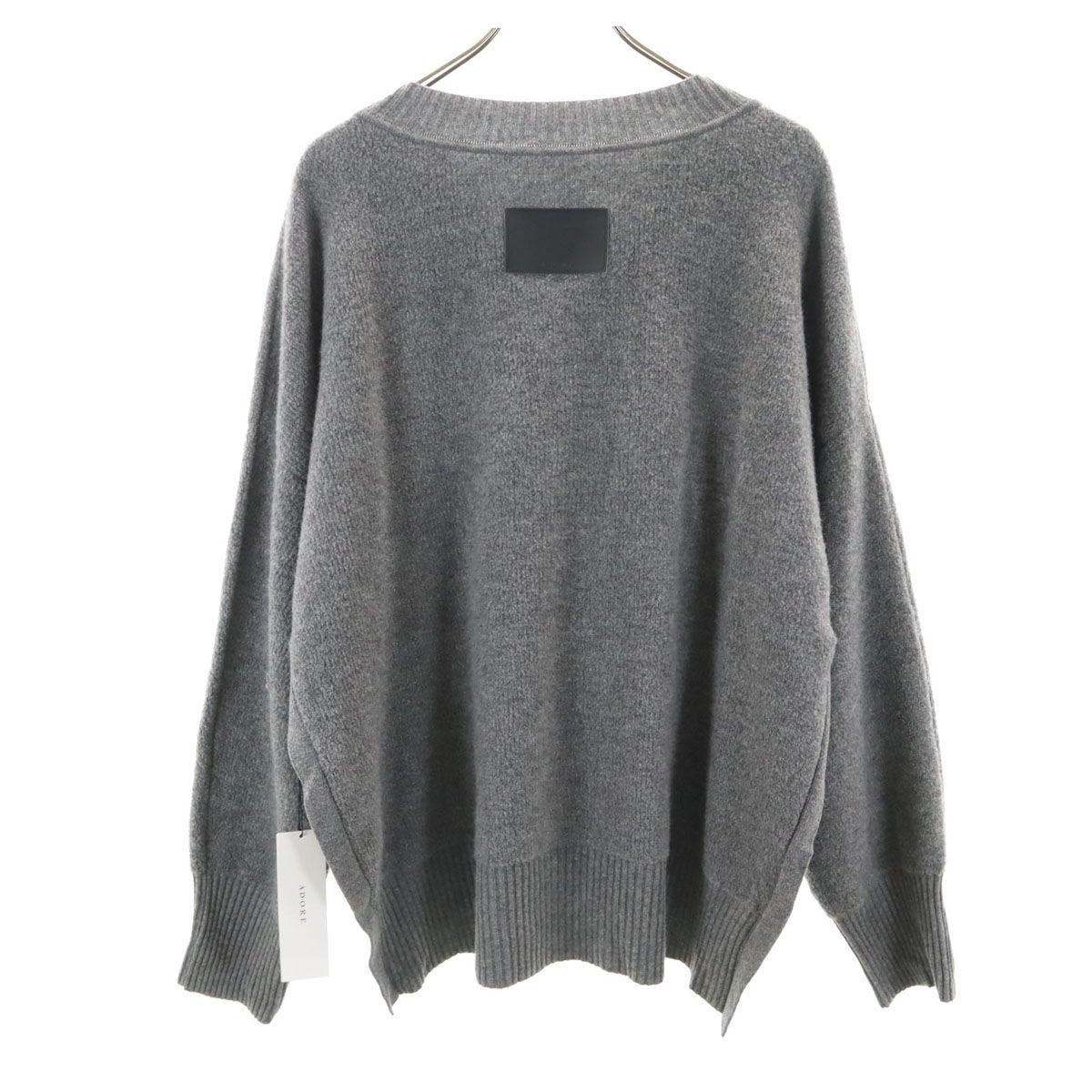 未着用 ADORE アドーア ニット セーター 38 グレー 美品 未使用 ADORE アドーア 日本製 長袖 Vネック セーター 38 グレー