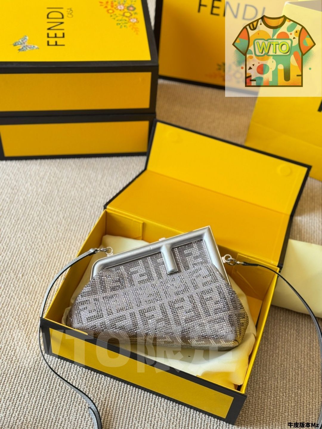  今日 Fendi First フェンディ ファースト スモール ハンドバッグ シルバー クリスタル-WTO輸入1 トートバッグ バッグ