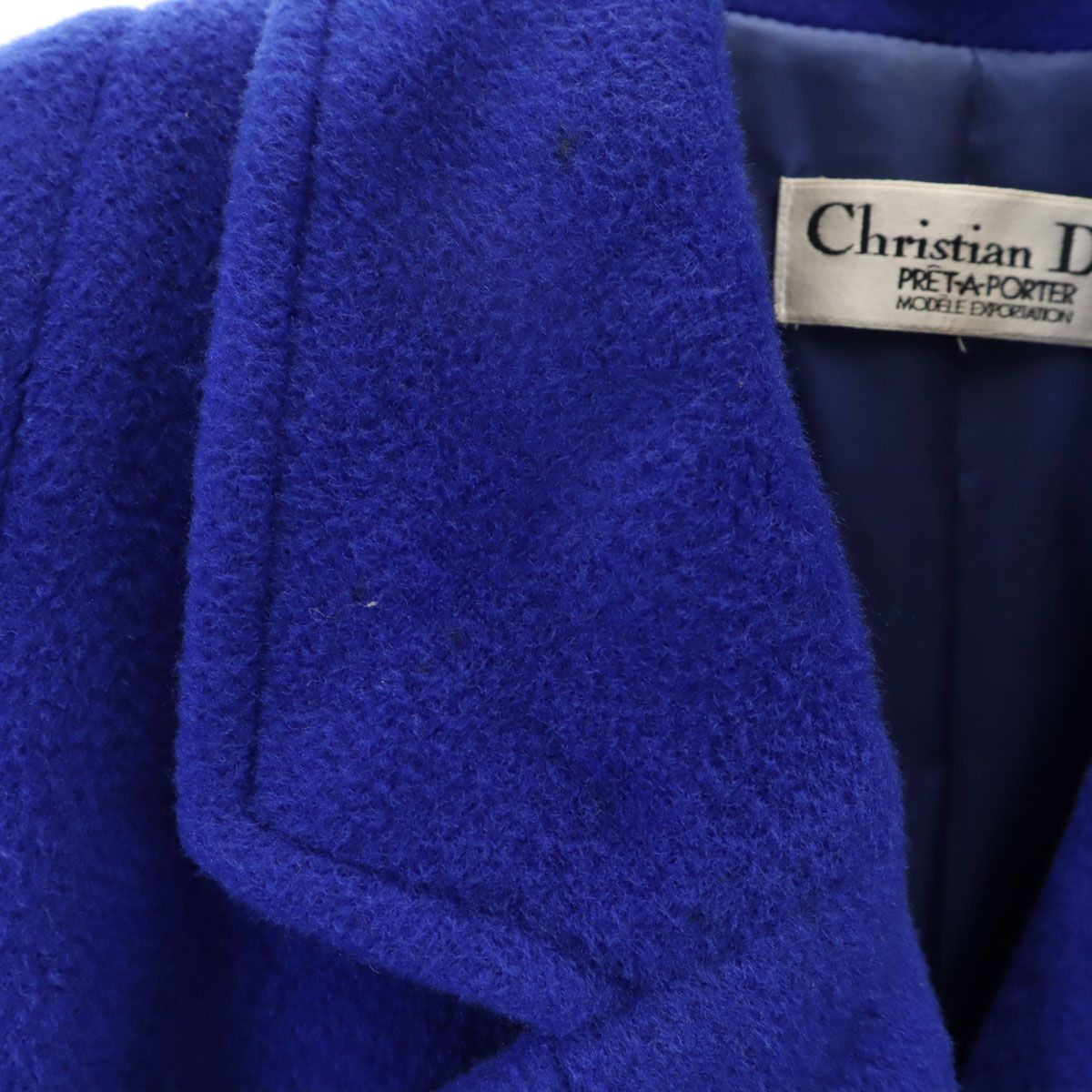 希少 クリスチャンディオール プレタポルテ ノーカラーコート ドット フレア 紺 希少 クリスチャンディオール プレタポルテ ノーカラーコート ドット