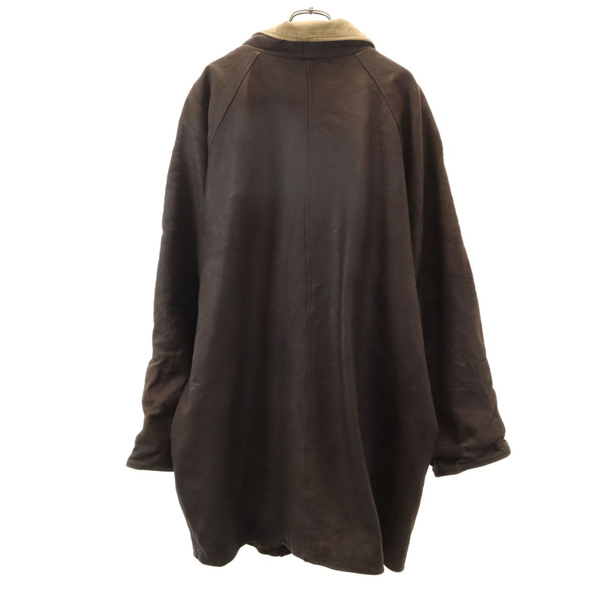 80s 90s ファイヤーマン レザーコート 54 ブラウン 裏キルティング メンズ 古着