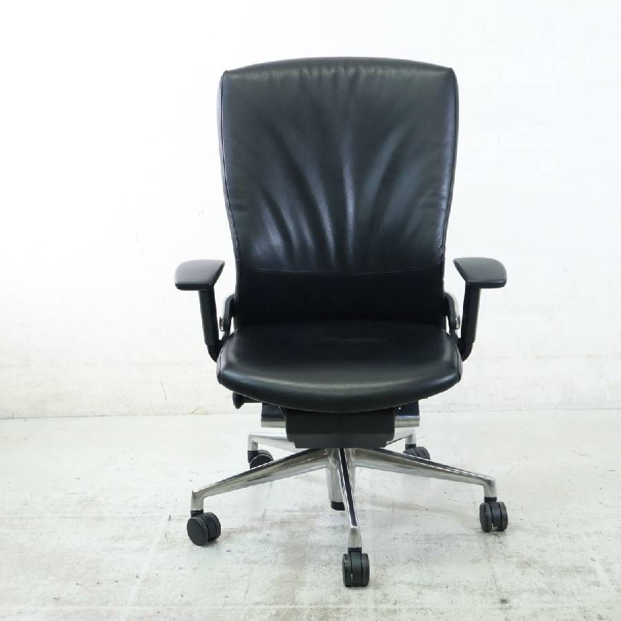  内田洋行 Pulse パルス オフィスチェア デスクチェア PA 900L 本革張り背樹脂カバー ブラック 可動肘付き リクライニング固定不良 286h11 デスクチェア オフィスチェア ワークチェア 椅子 チェア