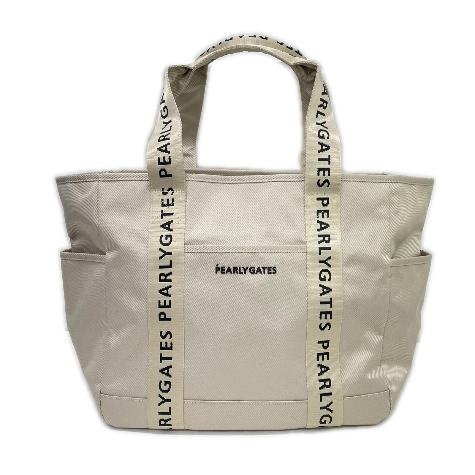パーリーゲイツ PEARLY GATES トート型ボストンバッグ ベージュ ロゴテープ ロッカーバッグ