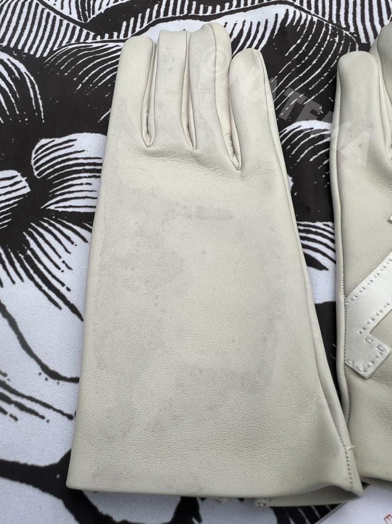  Hermes エルメス タグ き 手袋 革手袋 羊皮 シープスキン Size サイズ 7 1 2 ベージュ レディース 5 Finger Gloves 手袋 アームカバー 小物