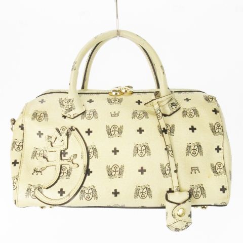 カステルバジャック CASTELBAJAC ハンドバッグ ミニボストン 2way ショルダーバッグ レザー 革 PVC ロゴ モノグラム 白 アイボリー CK18 GY18