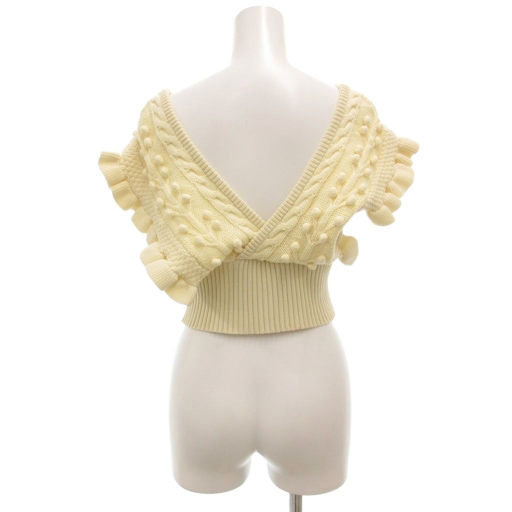 ラインヴァンド LEINWANDE ニットビスチェ ベスト フリル ポップコーン カシュクール F 白 ホワイト GV GY30