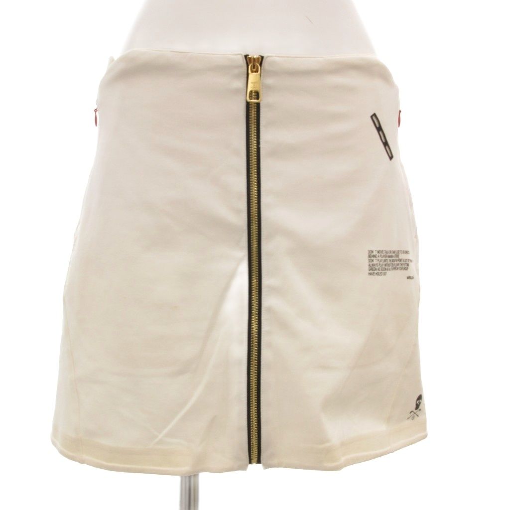マーク&ロナ MARK-LONA フロントジップスカート ゴルフウエア ミニ スカル 40 白 ホワイト GV GY30