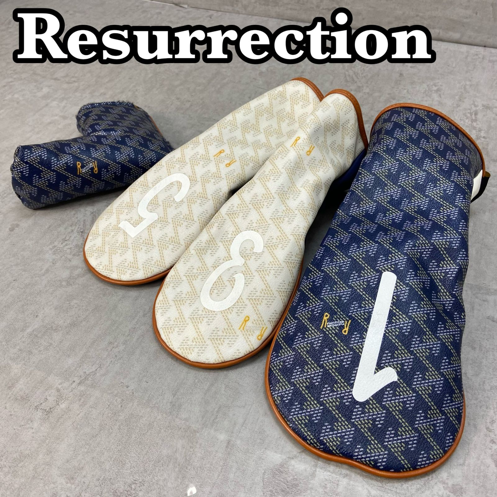 リザレクション ゴルフクラブ用ヘッドカバー 4点セット ドライバー フェアウェイ パター DR 1W FW ピン型 Resurrection