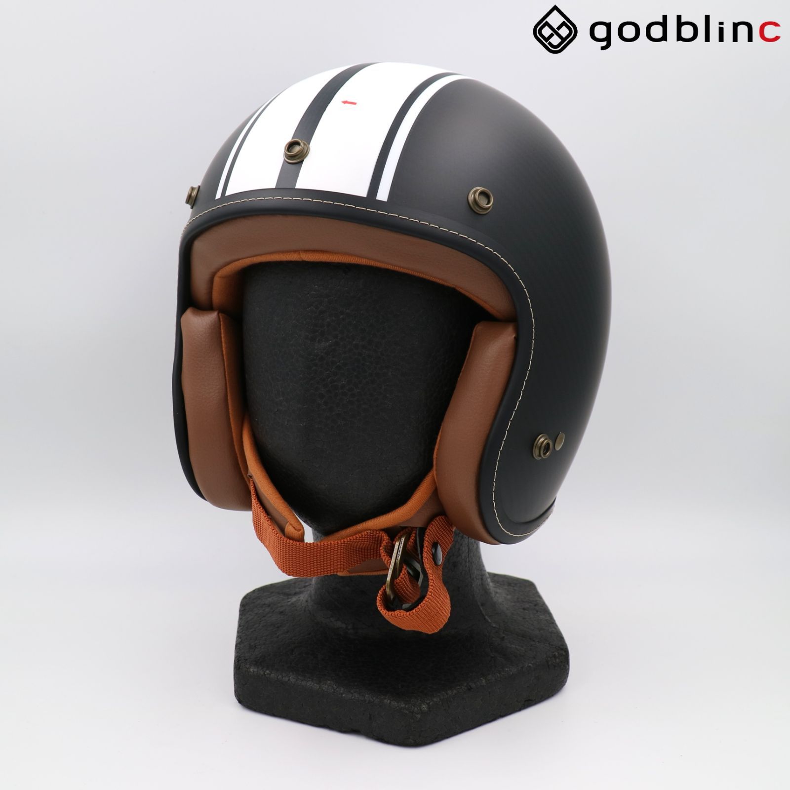 ZEALOT フライボーイジェット2 CARBON HYBRID STD MATT GRAPHIC WHITE STRIPE BROWN Lサイズ FJ 0021 ジェットヘルメット