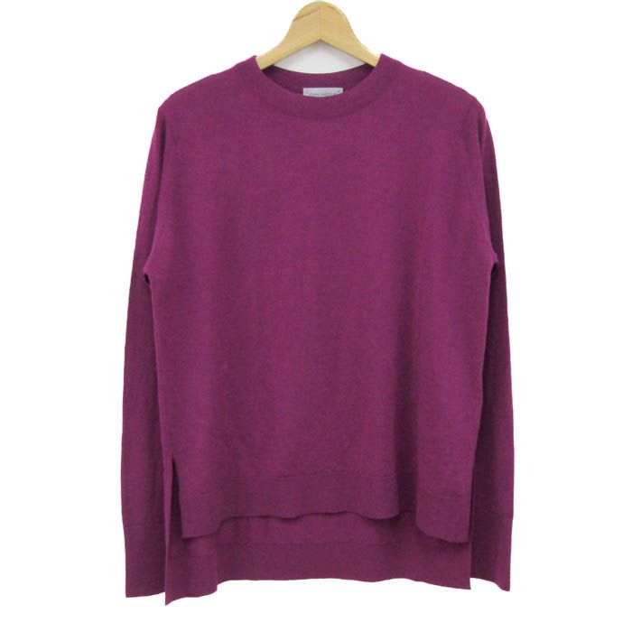 ジョンスメドレー セーター トップス 長袖 クルーネック 英国製 レディース S Mサイズ 赤紫 JOHN SMEDLEY