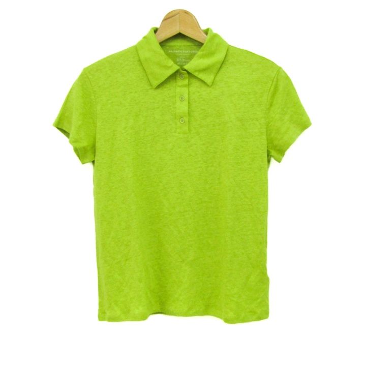 ジェスティックフィラチュール ポロシャツ トップス 半袖 リネン レディース 1サイズ 黄緑 Majestic Filatures