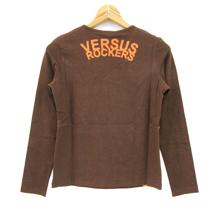 ヴェルサス 長袖Tシャツ トップス グラフィック ロンT イタリア製 レディース 28 42サイズ 茶×ピンク×オレンジ Versus