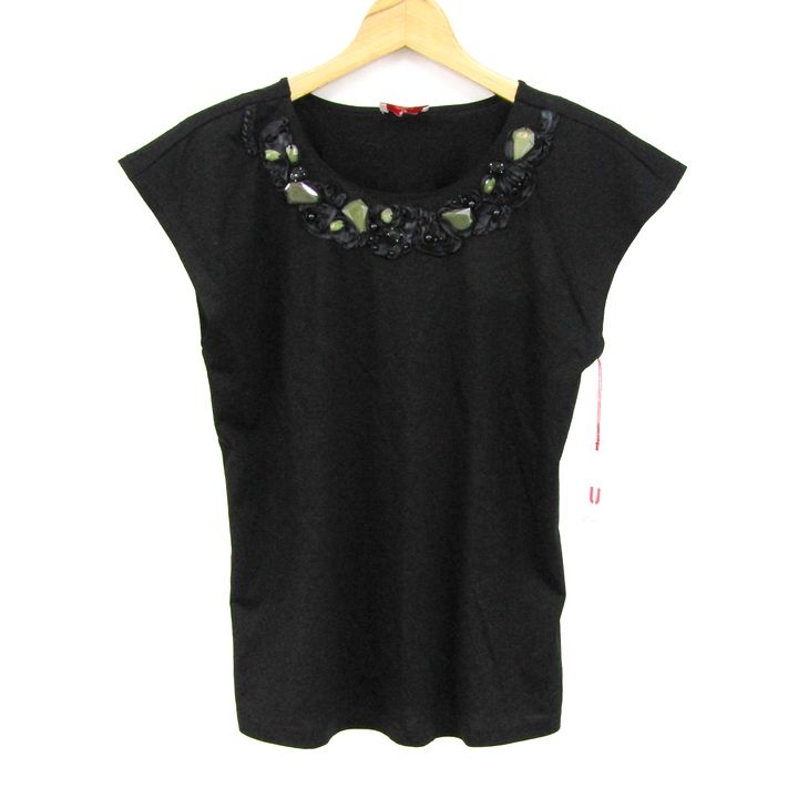 ユーバイウンガロ 半袖Ｔシャツ トップス フレンチスリーブ ビジュー レディース Mサイズ ブラック U by ungaro