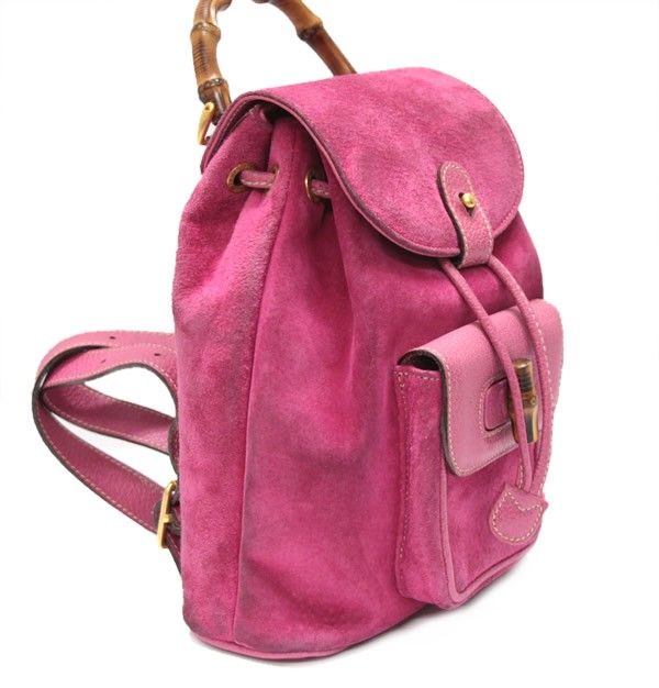 グッチ GUCCI バンブー リュック バックパック ミニ スエード ピンク