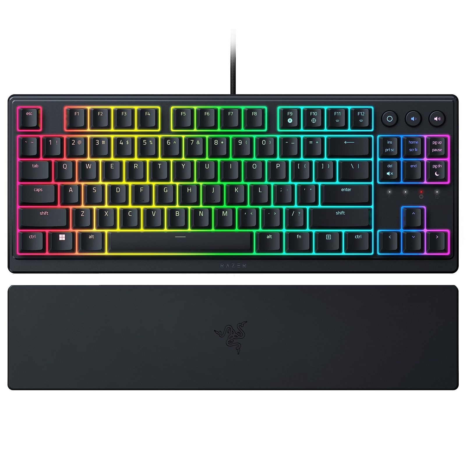Razer レイザー Ornata V3 Tenkeyless 心地良いクリック感のメカ メンブレンスイッチ搭載テンキーレス薄型有線キーボード ロープロファイル バックライトが光る メディアキー UV コートキーキャップ Chroma RGB ライティ