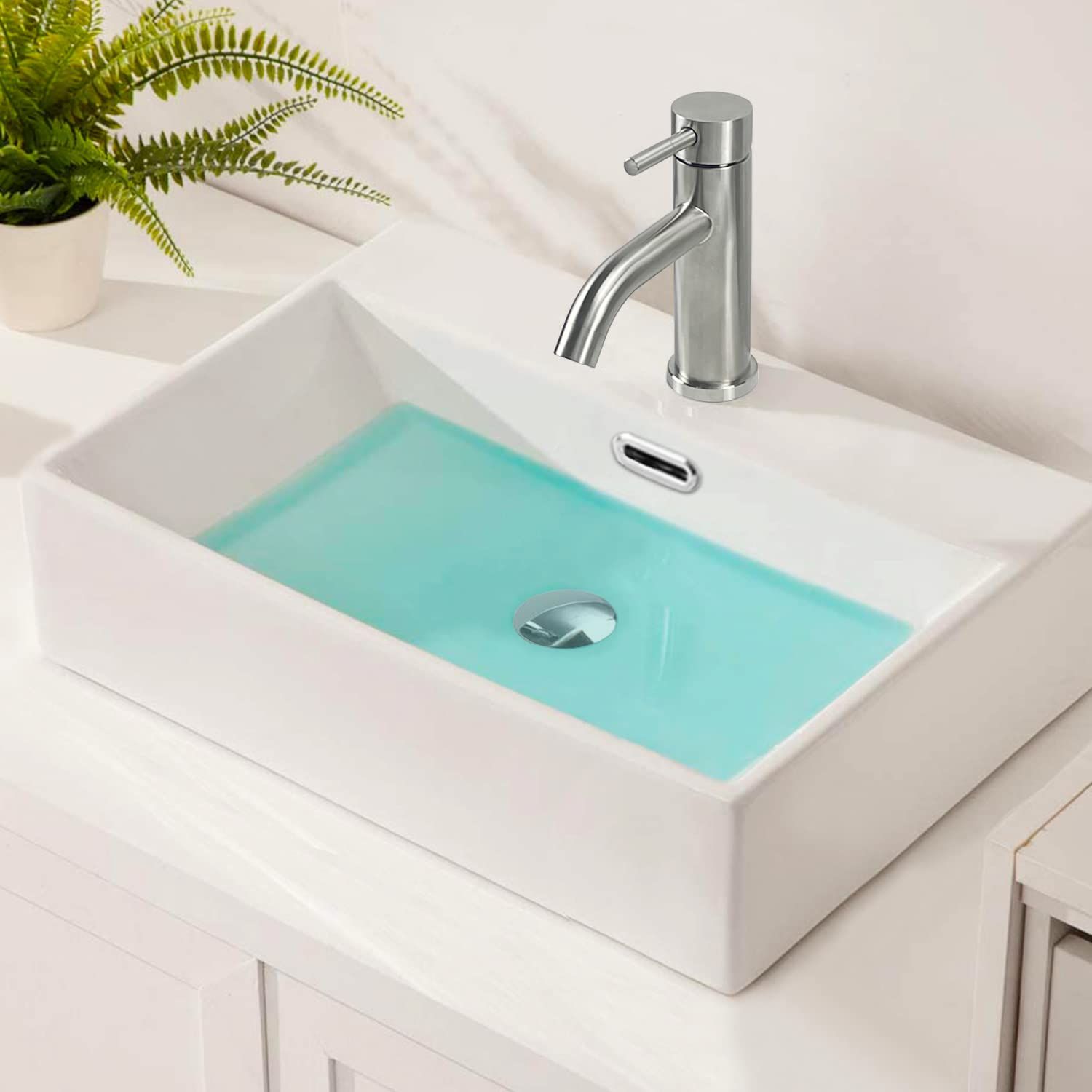 JOMOWN混合水栓付き 洗面ボウル 置き型 洗面台 おしゃれ 洗面ボールセット 大型 手洗い鉢 陶器 手洗い器 手洗いボウル 510 360 130mm 長方形