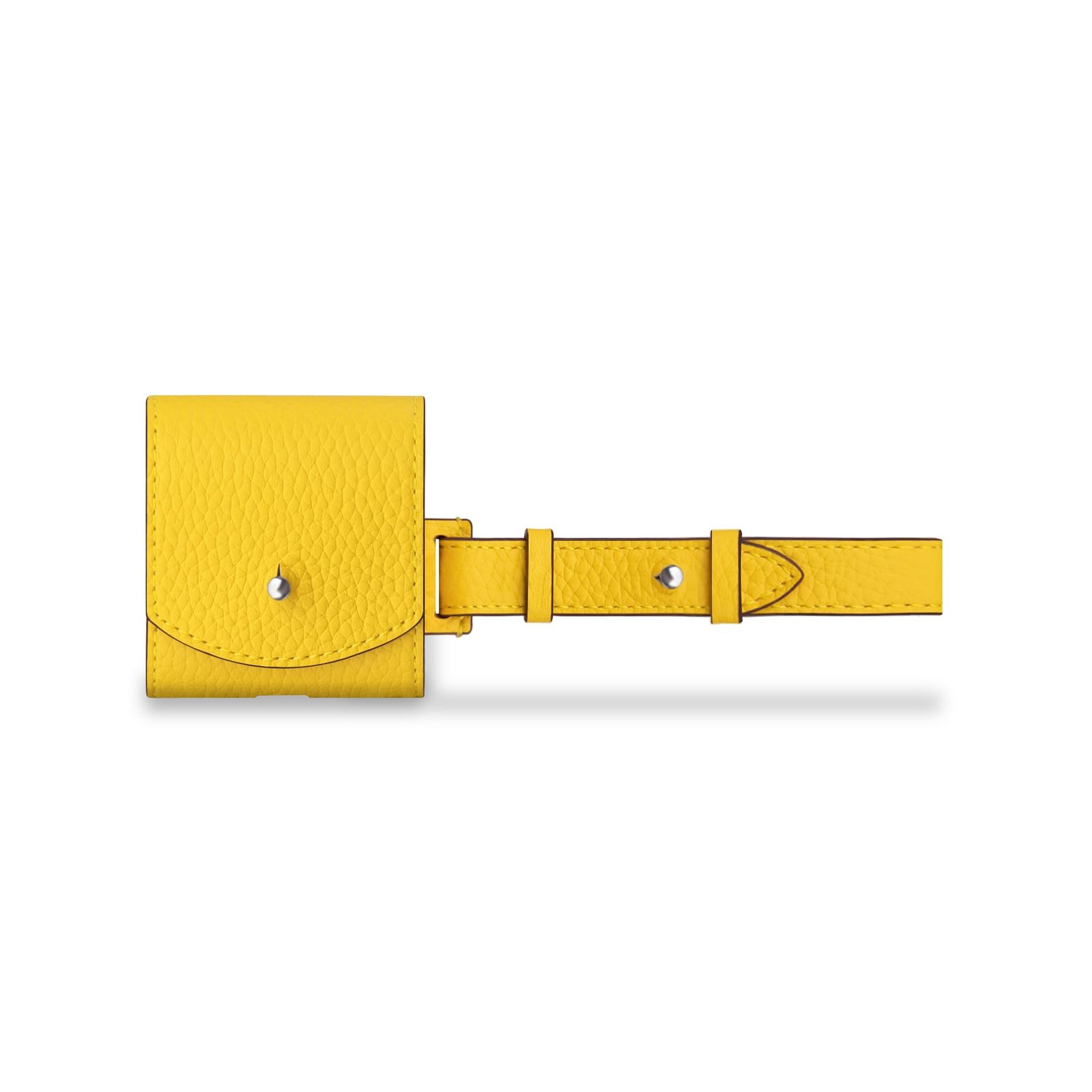 COGURE コグレ AirPods ケース ケースカバー 第1世代 第2世代 本革 レザー 取付用ベルト 全面保護 耐衝撃 軽量 ワイヤレス充電対応 おしゃれ かわいい ギフトボックス付き CoPods イエロー ビビットピンク