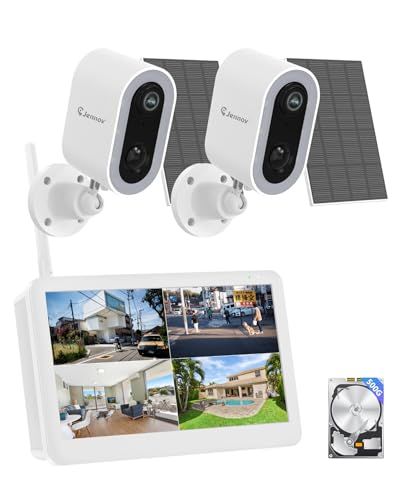 Jennov 防犯カメラ 屋外 ソーラー 400万画素 超高画素 120°超広角 工事不要 IP66防水 電池式 モニター付き PIR人体検知 暗視 投光威嚇 双方向通話 ワイヤレス監視カメラ 室内屋外兼用 無線防犯カメラ 10 50a1ca76