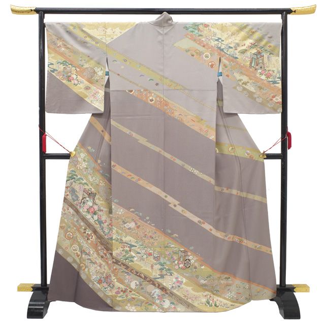 中古】 すごい値！ 訪問着 袷 リサイクル フォーマル 着物 正絹 くすみ