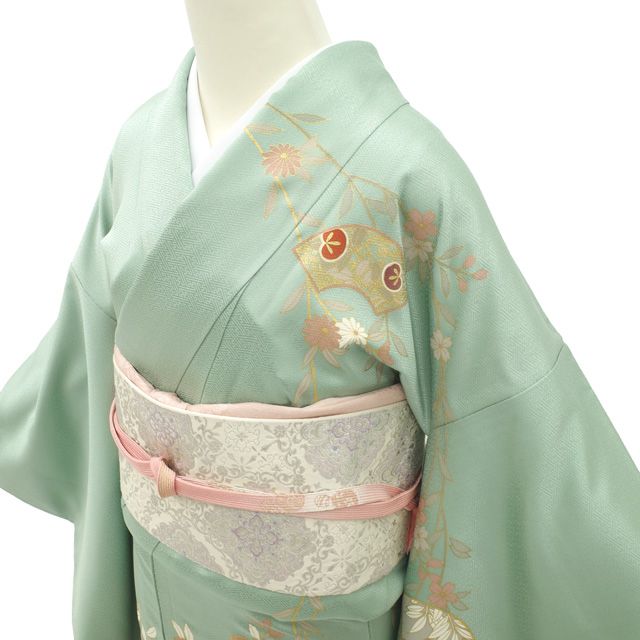 新古品】 すごい値！ 訪問着 袷 未使用 着物 フォーマル 正絹 薄緑