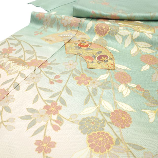 新古品】 すごい値！ 訪問着 袷 未使用 着物 フォーマル 正絹 薄緑