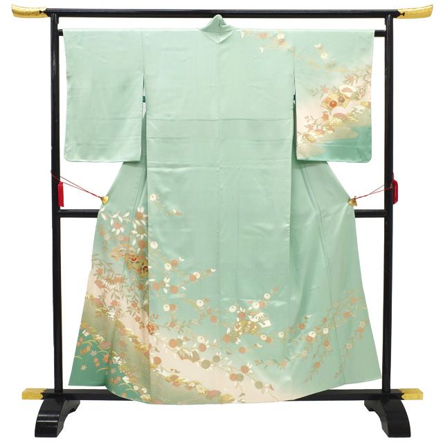 新古品】 すごい値！ 訪問着 袷 未使用 着物 フォーマル 正絹 薄緑