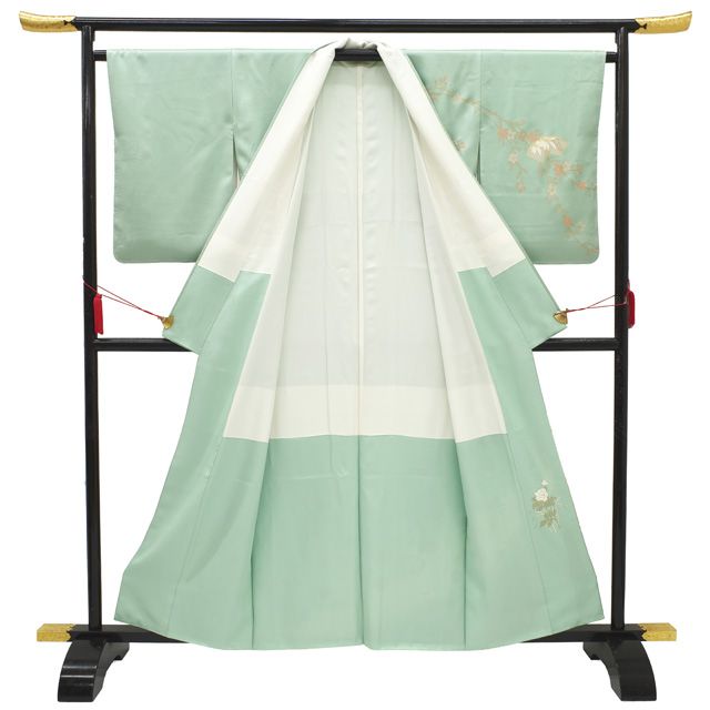 新古品】 すごい値！ 訪問着 袷 未使用 着物 フォーマル 正絹 薄緑