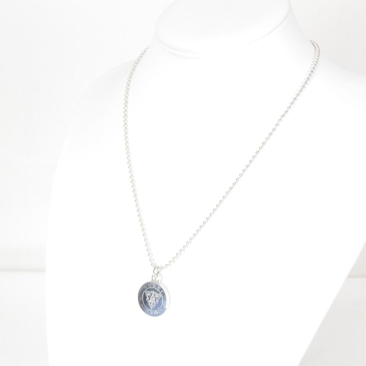 GUCCI グッチ ロゴプレート ボールチェーン AG 925 ネックレス シルバー925 レディース ハイブランド